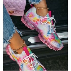 Multi Color Tie Die FlyKnit Airmax Slip On Sneaker